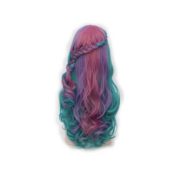 Rainbow Colored Braided Wig - Picture 2 of 5